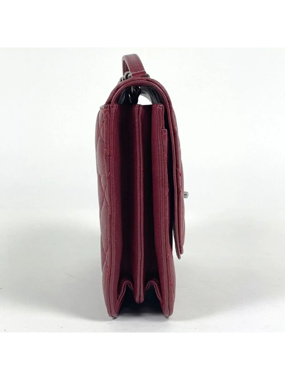 Chanel Shoulder Bag CC Logo Quilted Chain Caviar Leather Bordeaux